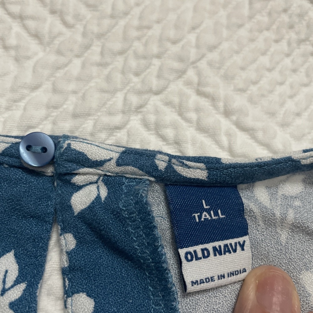 Old Navy Women's Dress Tall Large NWT Floral Blue Short Sleeve Office Sundress - Picture 4 of 11